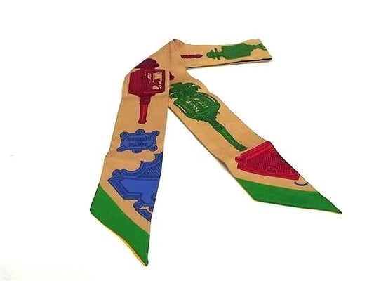 HERMES エルメス リボンスカーフ ツイリー マルチカラー シルク100％ レディース MERVEILLEUSES LANTERNES