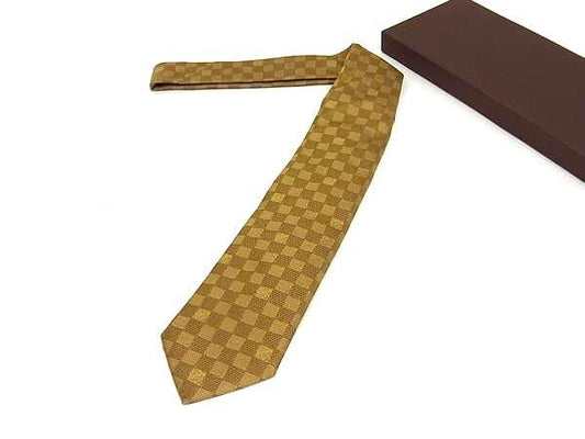 LOUIS VUITTON ルイヴィトン ネクタイ ダミエ イエロー系 シルク100% メンズ 美品