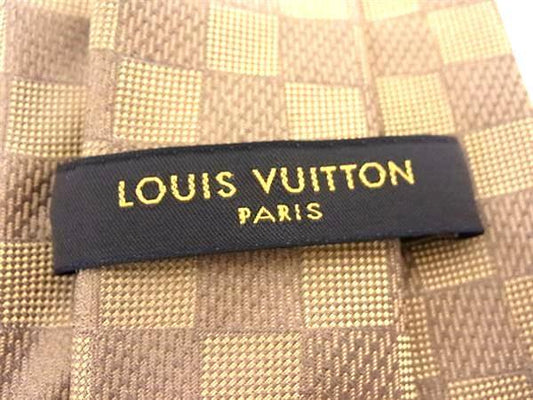 LOUIS VUITTON ルイヴィトン ネクタイ ダミエ イエロー系 シルク100% メンズ 美品