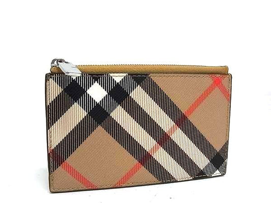 BURBERRY バーバリー フラグメントケース カードケース コインケース MS ALWYN BIN 8091900 SAND (ブラウン系) PVC ユニセックス チェック柄 超美品