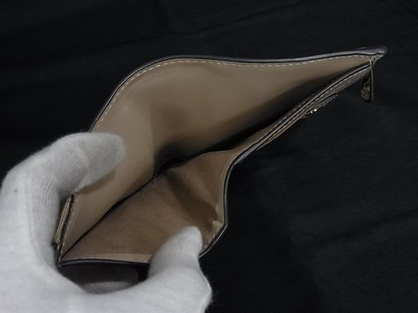 Salvatore Ferragamo フェラガモ 財布 ヴァラリボン JP22E009 レザー ベージュ レディース 二つ折り 財布 ゴールド金具 美品