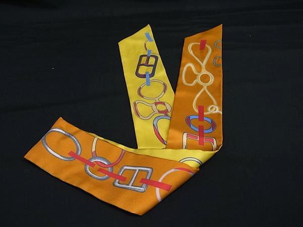 HERMES エルメス リボンスカーフ ツイリー マルチカラー シルク100% レディース Do Re Boucles 美品