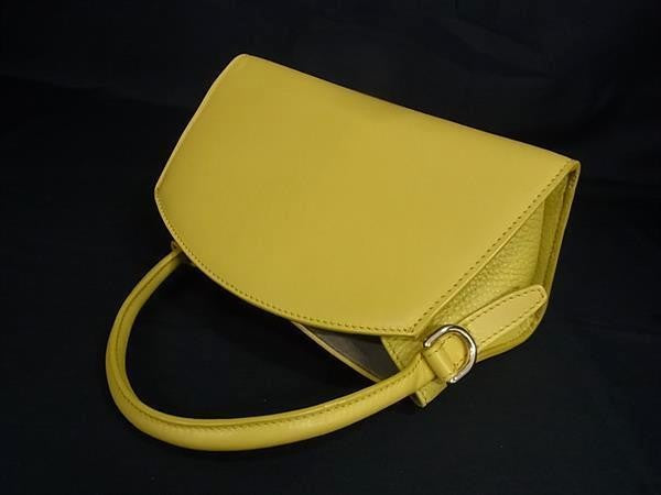 FURLA フルラ ショルダーバッグ GENESI ジェネシー イエロー系 レザー レディース 2WAY ゴールド金具 美品