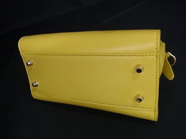 FURLA フルラ ショルダーバッグ GENESI ジェネシー イエロー系 レザー レディース 2WAY ゴールド金具 美品