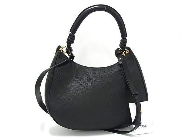FURLA フルラ ハンドバッグ SFERA スフェラ S HOBO ブラック系 レザー レディース 2WAY ゴールド金具 超美品