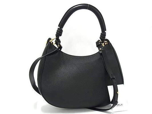 FURLA フルラ ハンドバッグ SFERA スフェラ S HOBO ブラック系 レザー レディース 2WAY ゴールド金具 超美品