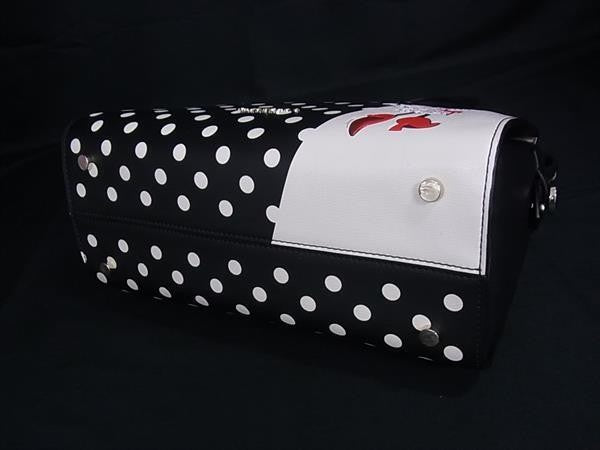 KATE SPADE ケイトスペード ハンドバッグ ディズニーコラボ ミニーマウス ブラック系×ホワイト系 レザー レディース 2WAY ゴールド金具 超美品