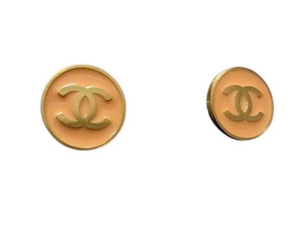 CHANEL シャネル イヤリング ココマーク 01P ゴールド オレンジ系 メタル レディース クリップ式 美品