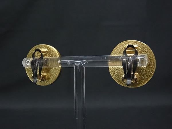 CHANEL シャネル イヤリング ココマーク 01P ゴールド オレンジ系 メタル レディース クリップ式 美品