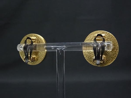 CHANEL シャネル イヤリング ココマーク 01P ゴールド オレンジ系 メタル レディース クリップ式 美品
