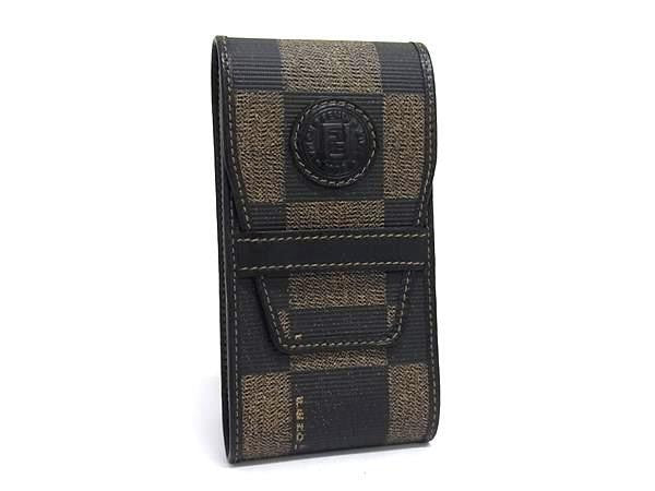 FENDI フェンディ シガレットケース ペカン柄 ブラウン系 PVC×レザー ユニセックス タバコケース 超美品