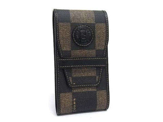 FENDI フェンディ シガレットケース ペカン柄 ブラウン系 PVC×レザー ユニセックス タバコケース 超美品