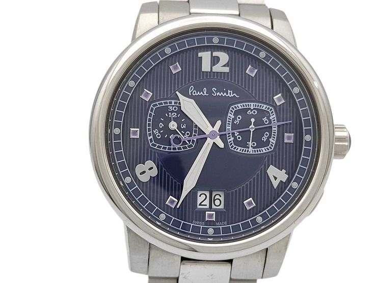 Paul Smith ポールスミス 腕時計 ノッティンガム YA40 S050804HST ブルー系文字盤 シルバー ステンレス メンズ クロノグラフ 美品