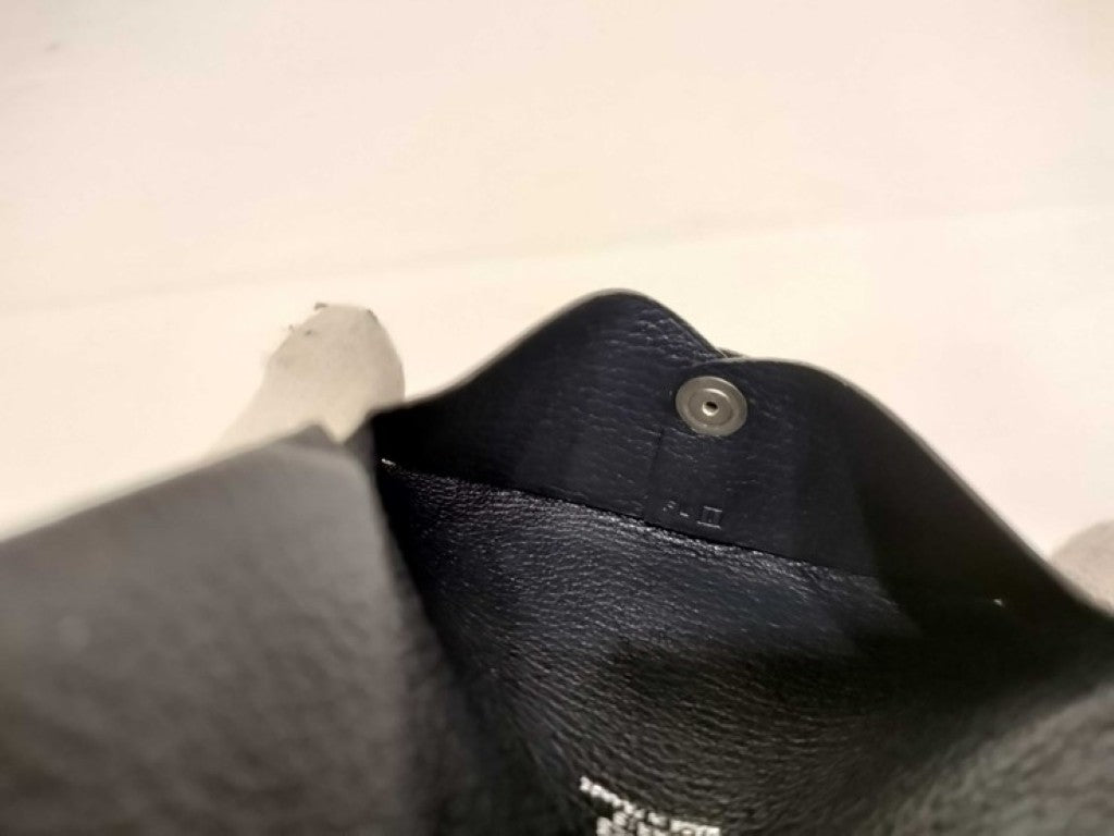 HERMES エルメス カードケース カルヴィ ネイビー系 シェーブル ユニセックス シルバー金具
