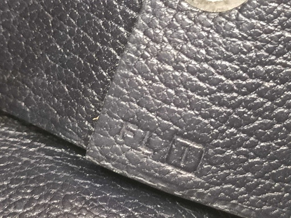 HERMES エルメス カードケース カルヴィ ネイビー系 シェーブル ユニセックス シルバー金具