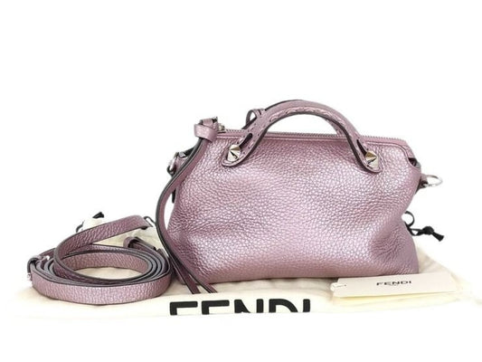 FENDI フェンディ ハンドバッグ バイザウェイ ミニ セレリア 8BS098 メタリックパープル系 レザー レディース 2WAY ショルダーバッグ シルバー金具 美品