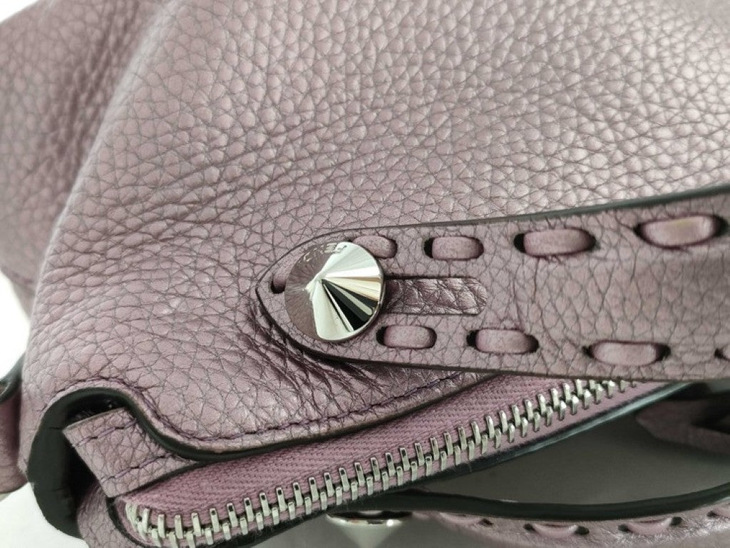 FENDI フェンディ ハンドバッグ バイザウェイ ミニ セレリア 8BS098 メタリックパープル系 レザー レディース 2WAY ショルダーバッグ シルバー金具 美品