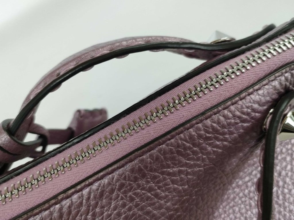 FENDI フェンディ ハンドバッグ バイザウェイ ミニ セレリア 8BS098 メタリックパープル系 レザー レディース 2WAY ショルダーバッグ シルバー金具 美品