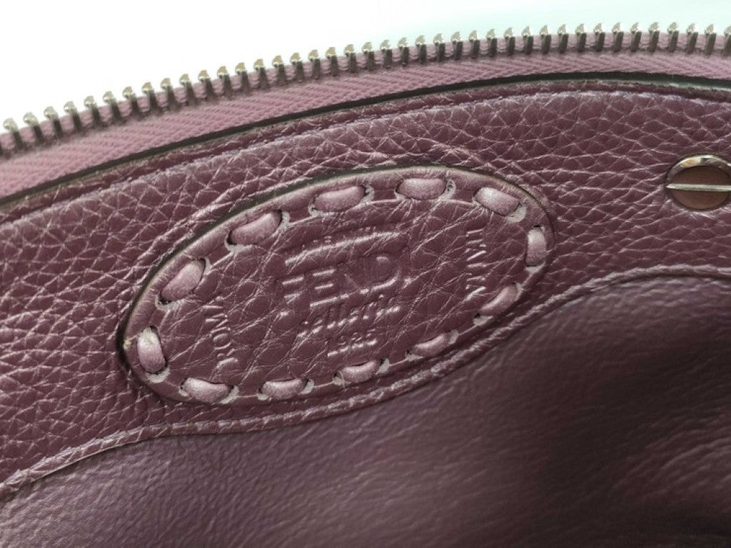 FENDI フェンディ ハンドバッグ バイザウェイ ミニ セレリア 8BS098 メタリックパープル系 レザー レディース 2WAY ショルダーバッグ シルバー金具 美品