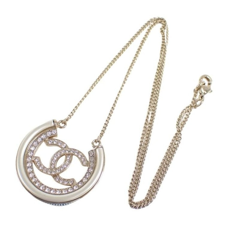 CHANEL シャネル ネックレス ココマーク ゴールド系 メタル レディース ラインストーン 美品