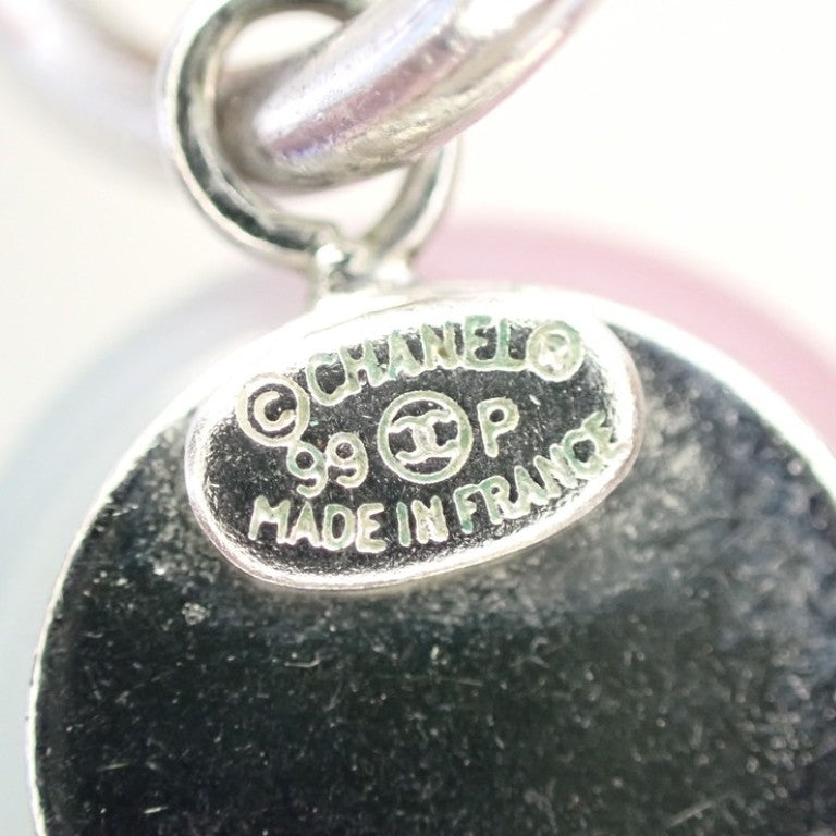 CHANEL シャネル ピアス ココマーク ピンク ブルー シルバー系 メタル レディース フープピアス 美品