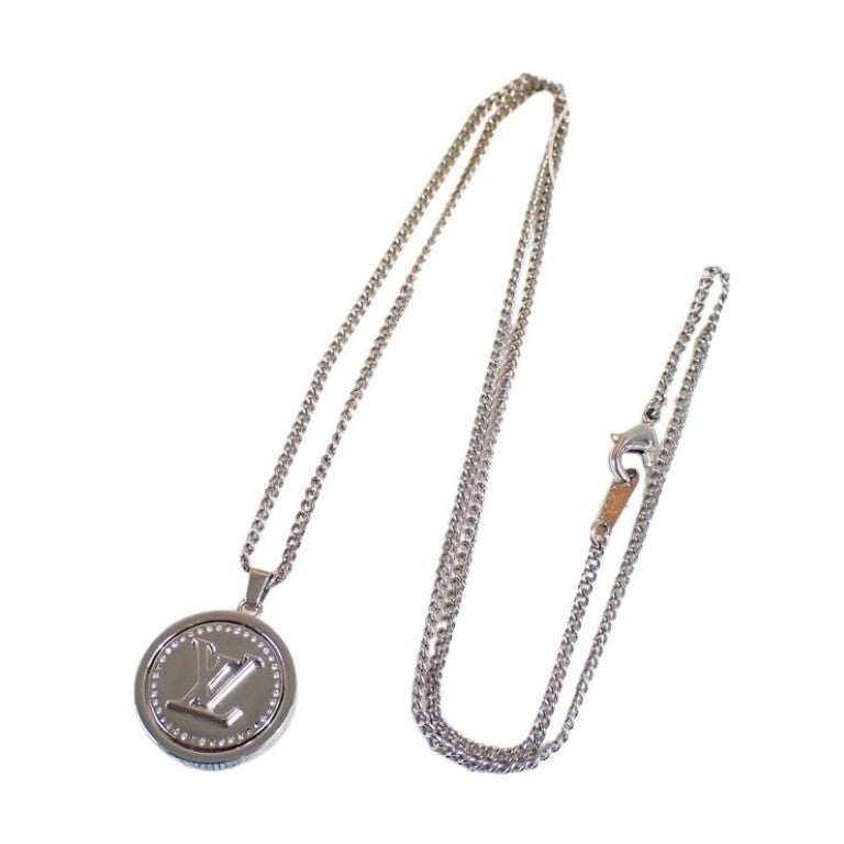 LOUIS VUITTON ルイヴィトン ネックレス ペンダント LVキャッチ M80184 シルバー ゴールド系 メタル ユニセックス ラインストーン 美品