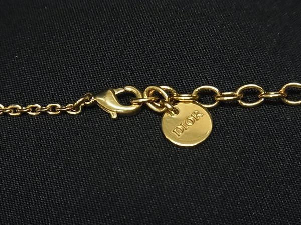 Christian Dior ディオール ネックレス スウィング ロゴ ゴールド系 メタル フェイクパール レディース 美品