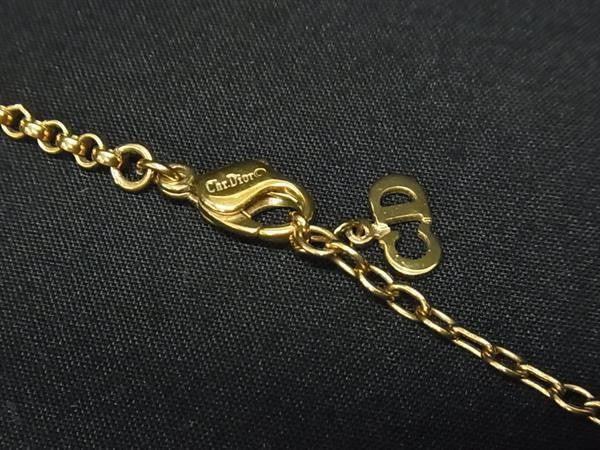 Christian Dior ディオール ネックレス クロス ペンダント ゴールド系 メタル ラインストーン フェイクパール レディース 美品