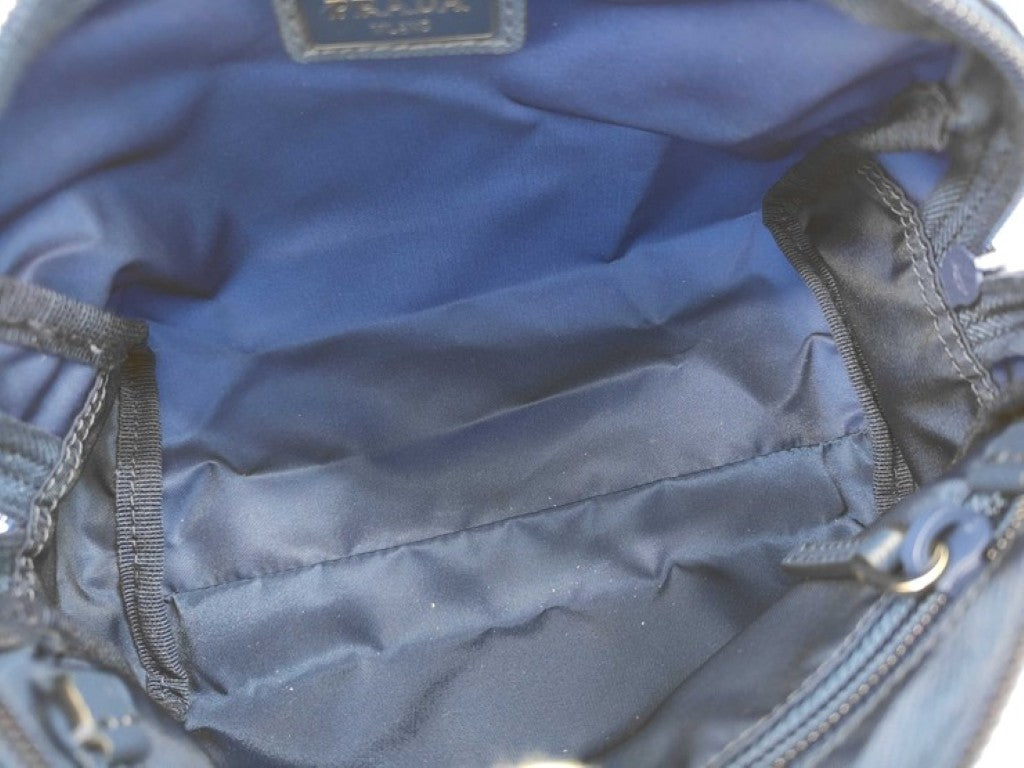 PRADA プラダ ポーチ トライアングルロゴ 1NA350 ブルー系 ナイロン レディース 白タグ シルバー金具 美品
