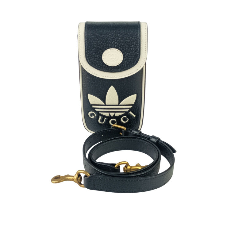 GUCCI グッチ ショルダーバッグ アディダスコラボ インターロッキングG 721794 ブラック系 レザー ユニセックス GUCCI×adidas グッチ×アディダス フォンホルダー ロゴ アディダス インターロッキングG 新品未使用展示品