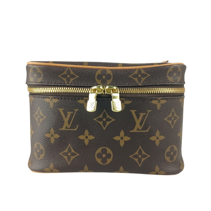 LOUIS VUITTON ルイヴィトン ハンドバッグ ニース ミニ M44495 ブラウン系 モノグラム レディース バニティバッグ ゴールド金具 美品
