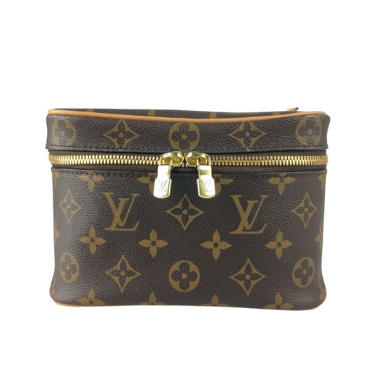LOUIS VUITTON ルイヴィトン ハンドバッグ ニース ミニ M44495 ブラウン系 モノグラム レディース バニティバッグ ゴールド金具 美品