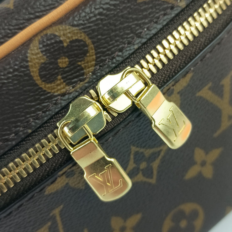 LOUIS VUITTON ルイヴィトン ハンドバッグ ニース ミニ M44495 ブラウン系 モノグラム レディース バニティバッグ ゴールド金具 美品