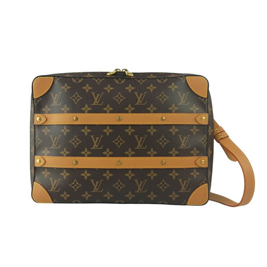 LOUIS VUITTON ルイヴィトン ショルダーバッグ ソフトトランク メッセンジャー MM M44754 ブラウン系 モノグラム ユニセックス ゴールド金具 美品