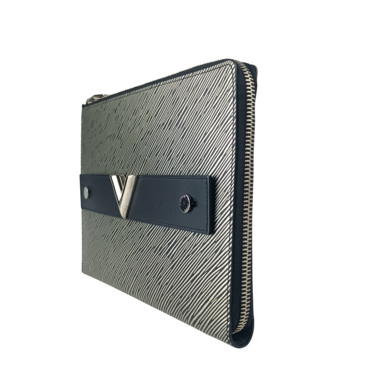 LOUIS VUITTON ルイヴィトン クラッチバッグ ポシェット・プラット M62092 エピ プラティーヌ系 エピ ユニセックス シルバー金具 美品