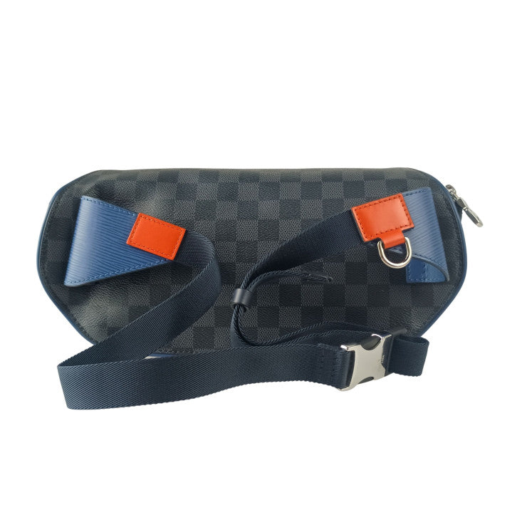 LOUIS VUITTON ルイヴィトン ボディバッグ バムバッグ M51464 アンディゴブルー グレー ブラック系 エピ ダミエ グラフィット メンズ シルバー金具 美品