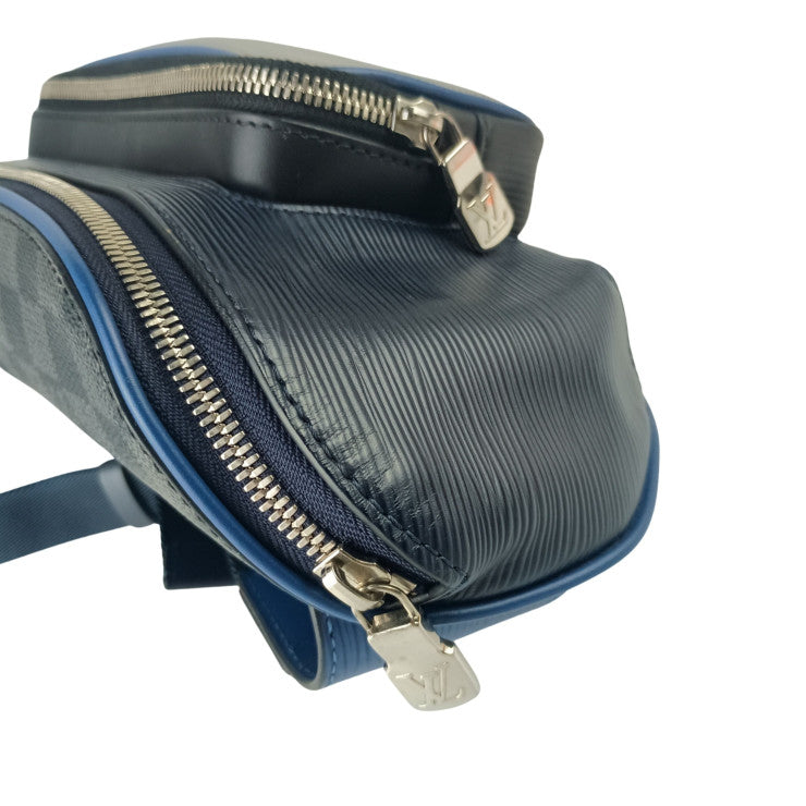 LOUIS VUITTON ルイヴィトン ボディバッグ バムバッグ M51464 アンディゴブルー グレー ブラック系 エピ ダミエ グラフィット メンズ シルバー金具 美品