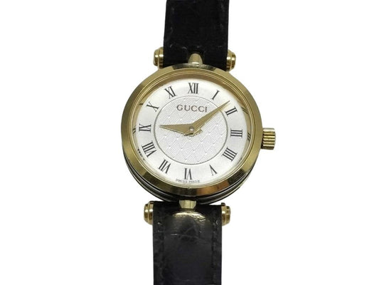 GUCCI グッチ 時計 2040L シルバー ゴールド ブラック系 ステンレス レザー レディース 美品