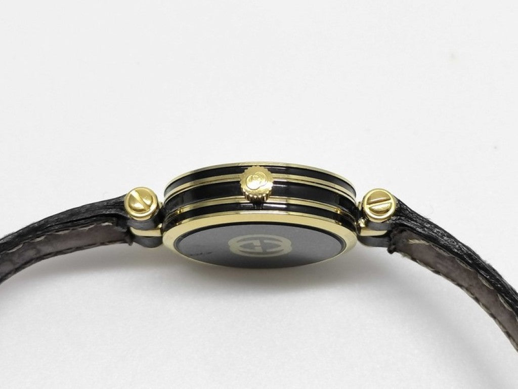 GUCCI グッチ 時計 2040L シルバー ゴールド ブラック系 ステンレス レザー レディース 美品