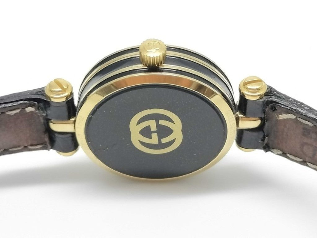 GUCCI グッチ 時計 2040L シルバー ゴールド ブラック系 ステンレス レザー レディース 美品