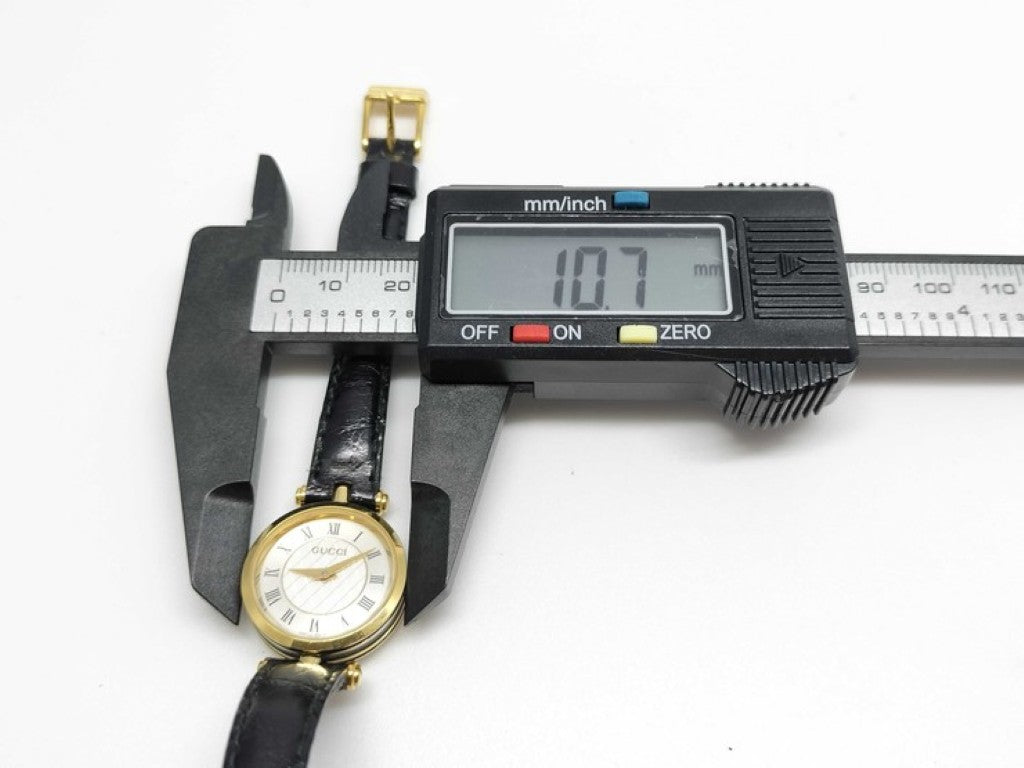 GUCCI グッチ 時計 2040L シルバー ゴールド ブラック系 ステンレス レザー レディース 美品