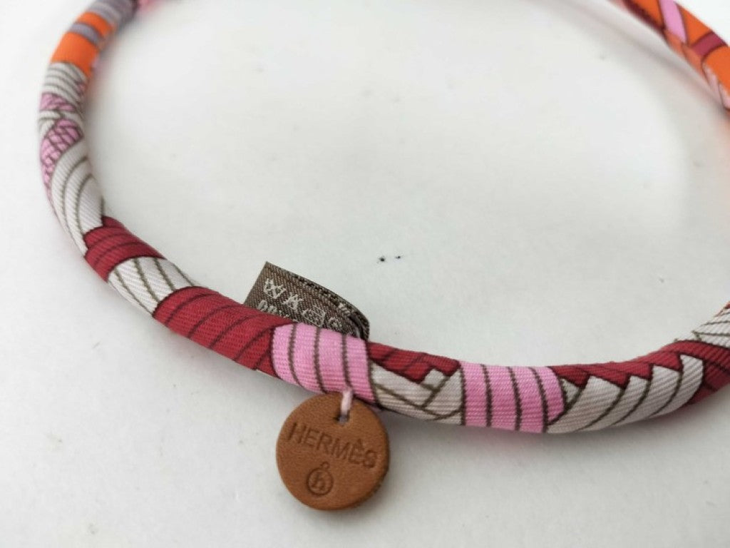 HERMES エルメス ネックレス Petit h プティ アッシュ ブリッド ドゥ ソワ マルチカラー系 シルク レディース チョーカー 美品