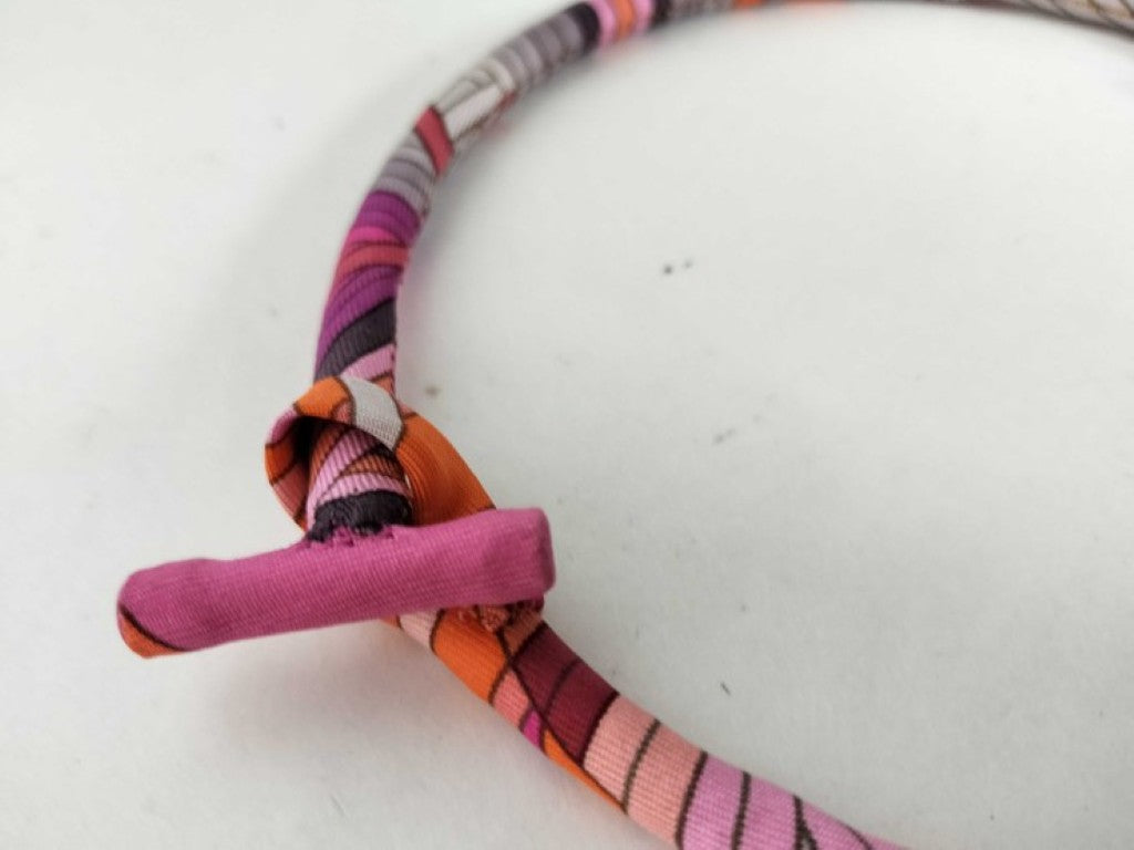 HERMES エルメス ネックレス Petit h プティ アッシュ ブリッド ドゥ ソワ マルチカラー系 シルク レディース チョーカー 美品