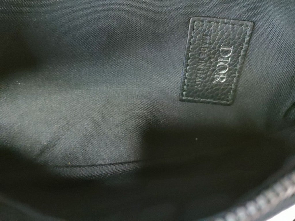 Christian Dior クリスチャンディオール ボディバッグ DIOR SCARAB スカラベ オブリーク ブラック系 キャンバス レザー ユニセックス ウエストバッグ シルバー金具 超美品
