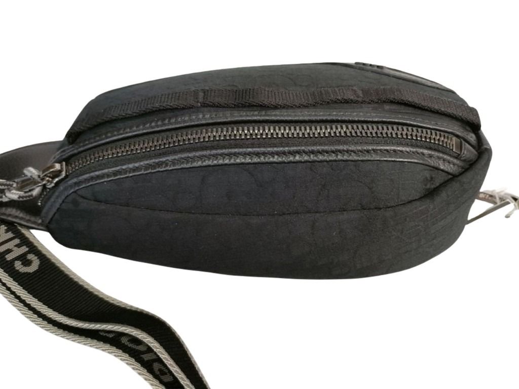Christian Dior クリスチャンディオール ボディバッグ DIOR SCARAB スカラベ オブリーク ブラック系 キャンバス レザー ユニセックス ウエストバッグ シルバー金具 超美品