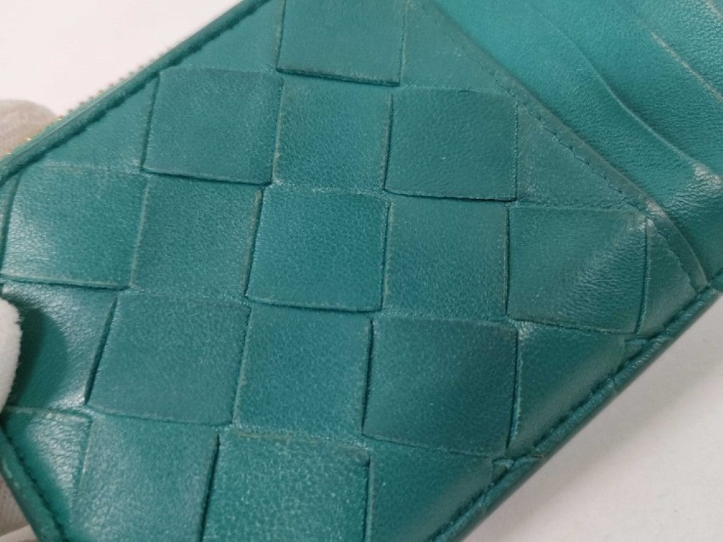 BOTTEGA VENETA ボッテガヴェネタ コインケース イントレチャート フラグメントケース グリーン系 レザー ユニセックス カードケース ゴールド金具