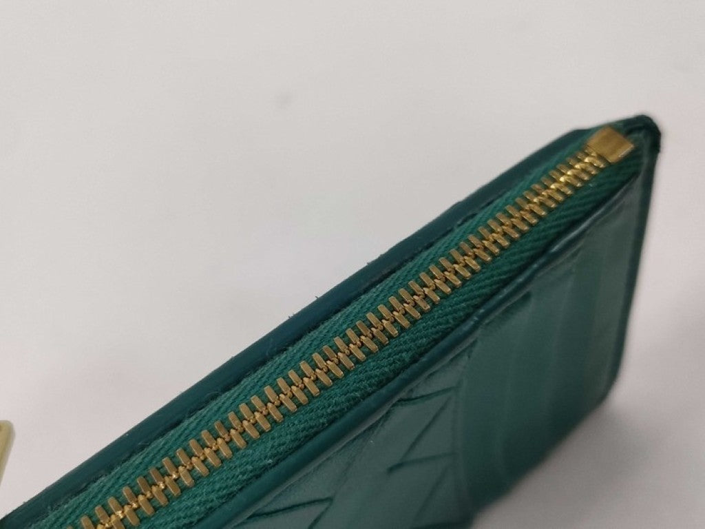 BOTTEGA VENETA ボッテガヴェネタ コインケース イントレチャート フラグメントケース グリーン系 レザー ユニセックス カードケース ゴールド金具