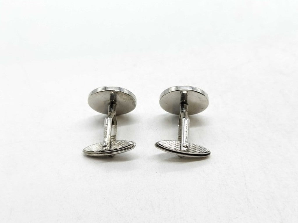 dunhill ダンヒル カフス ホイール モチーフ シルバー ブルー系 SV925 メンズ カフリンクス 美品