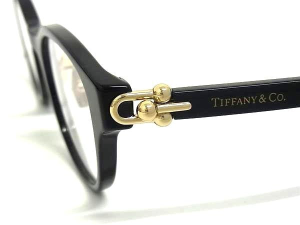 TIFFANY＆Co ティファニー 眼鏡 メガネフレーム TF 2273-D ブラック系×レンズ クリア アセテート レディース 伊達メガネ ゴールド金具 美品