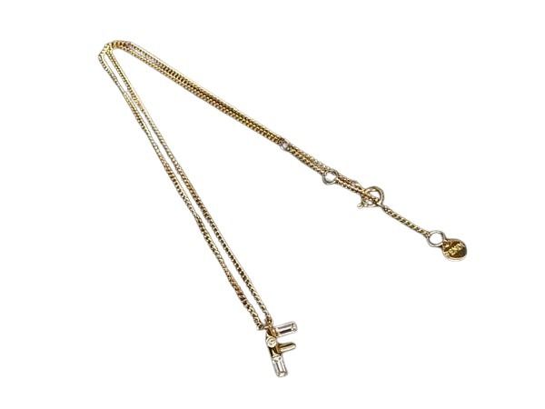 FENDI フェンディ ネックレス フェンディ ファースト ネックレス 8AH718 ゴールド系 メタル ラインストーン レディース ペンダント 美品